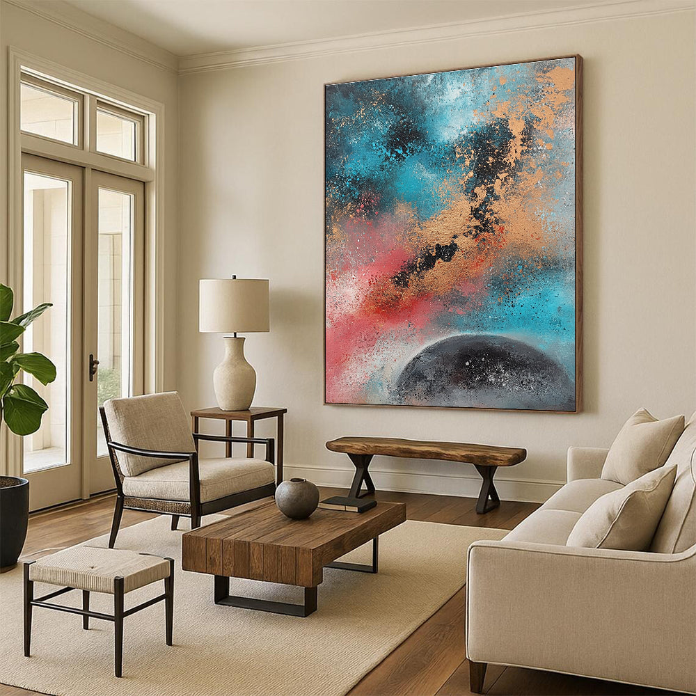 Cosmic Abstract with Blue Pink Gold and Black GER333