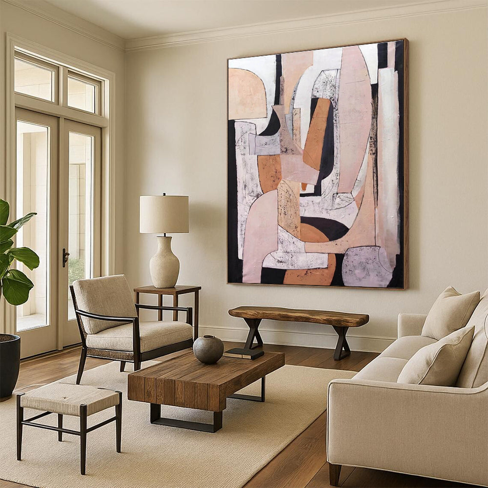Neutral Tones Geometric Abstract Painting ADGE252