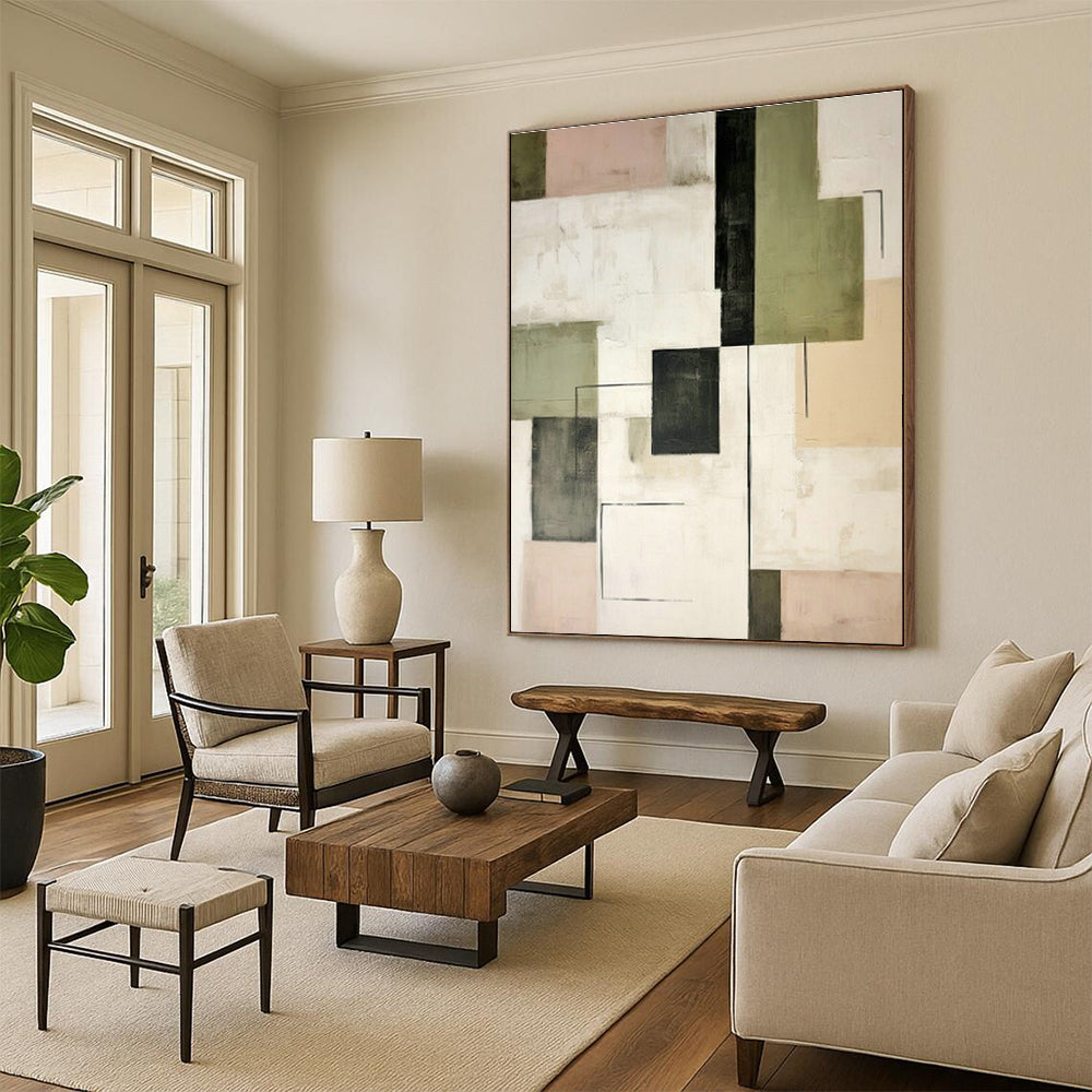 Grand - Scale Custom Hand - Painted Abstracts for Office Breakout Rooms & Cottage Dining Room Butler's Pantries DLZ0600