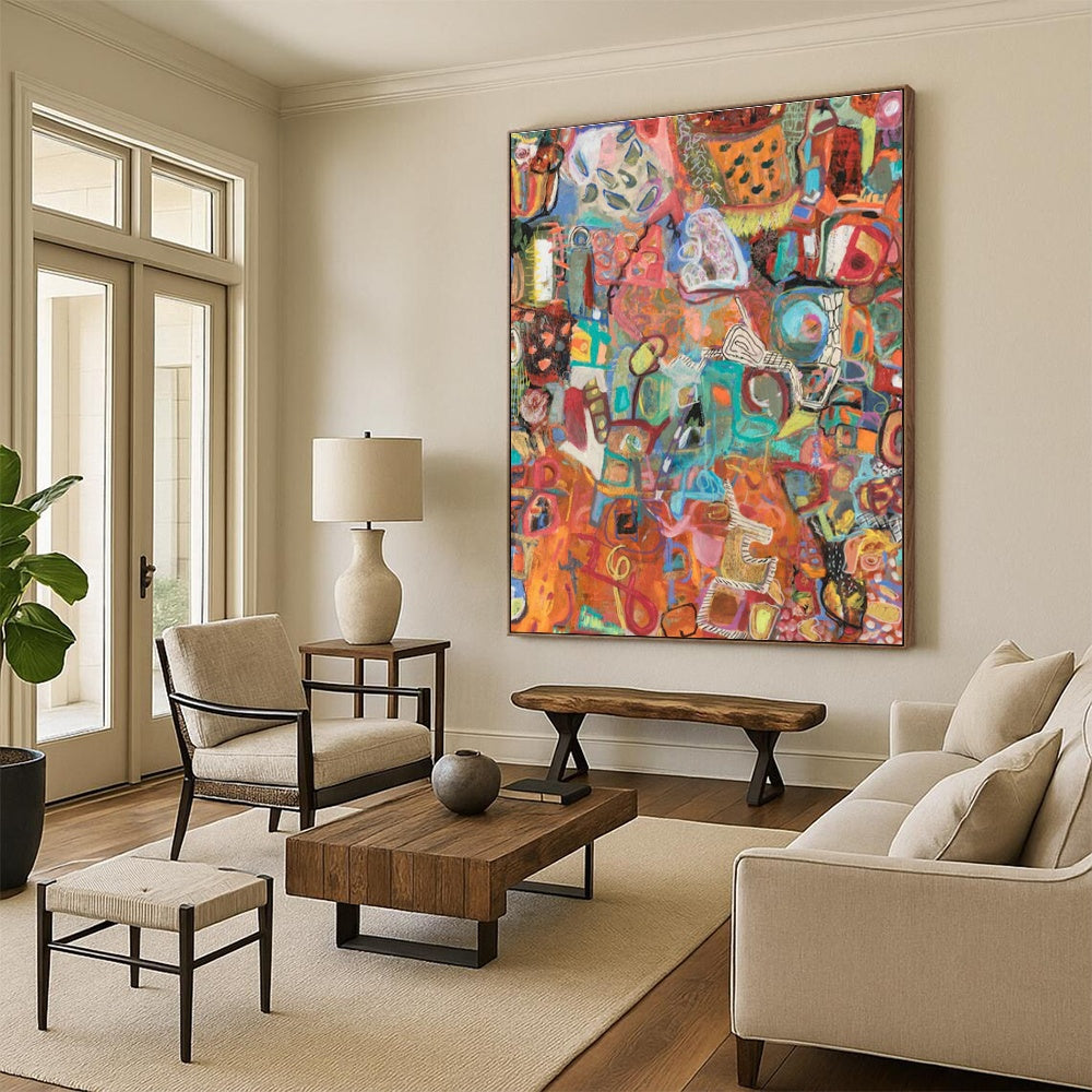Gigantic Custom-Built Handmade Abstract Painting for Dining Room & Hallway DLZ2078