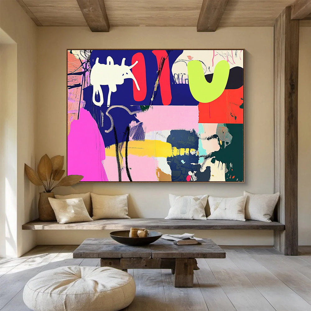 Colorful Abstract - Playful Shapes Collage Painting DYP047