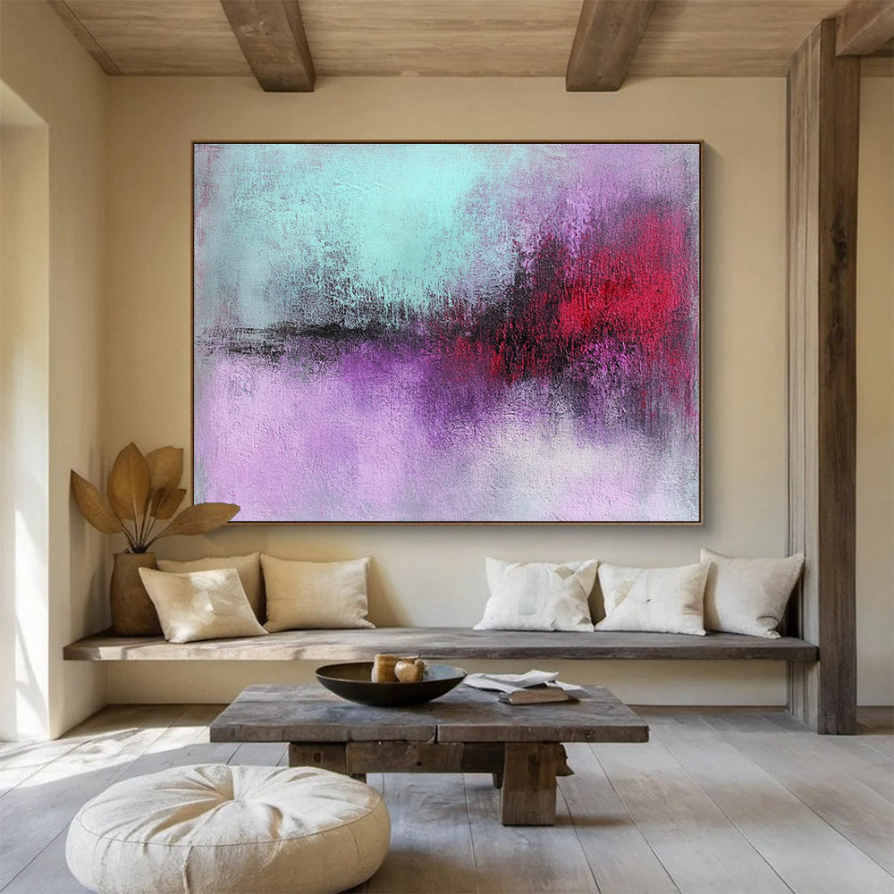 Purple and Red Abstract Painting with Bold and Intense Hues DYP378