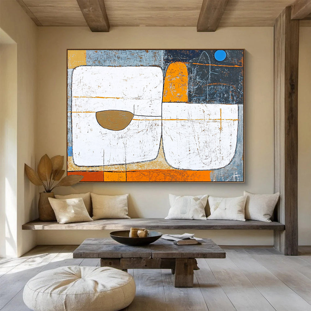Textured Geometric Abstract Painting with Earthy Tones DYP534