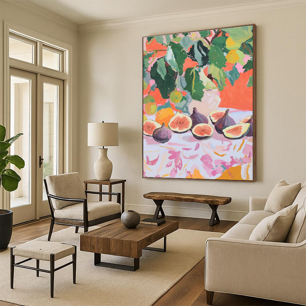 Fig Still Life Abstract Painting with Bright Background ADGE437