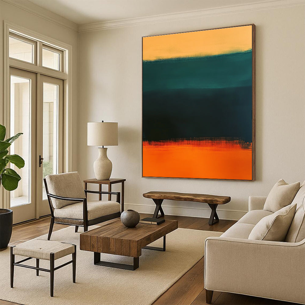 Green and Orange Gradient Abstract Painting with Smooth Transitions GER157