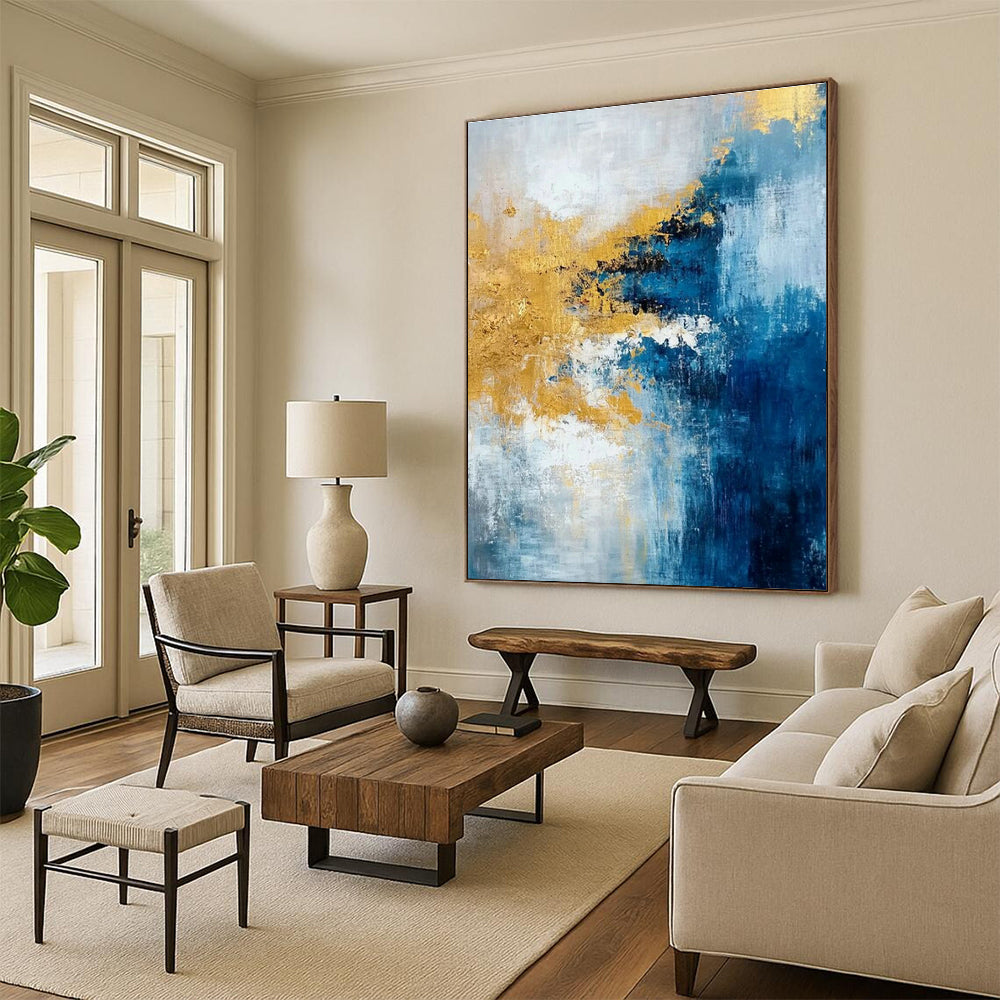 Oversized Custom Hand-Painted Abstract Art for Cottage Hallway Umbrella Stand Base Wall and Office Equipment Storage Wall DLZ1906