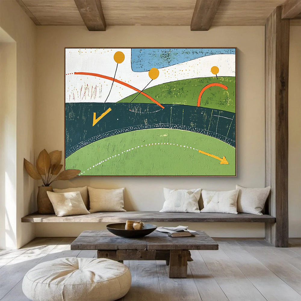 Colorful Geometric Landscape Abstract Painting with Playful Shapes DYP317