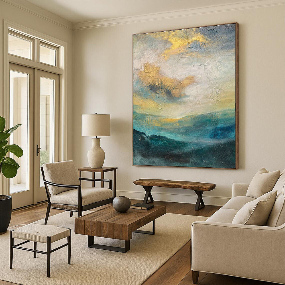 Large Customizable Handmade Abstract Painting for Living Room Bookshelf Ladder Wall and Bedroom Reading Nook Alcove DLZ1901