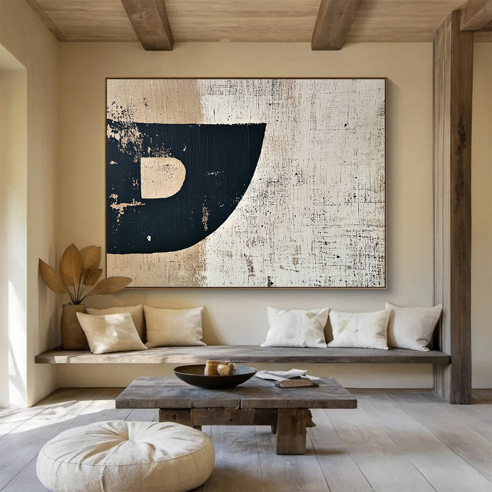 Black Beige Textured - Minimalist Abstract Painting DYP030