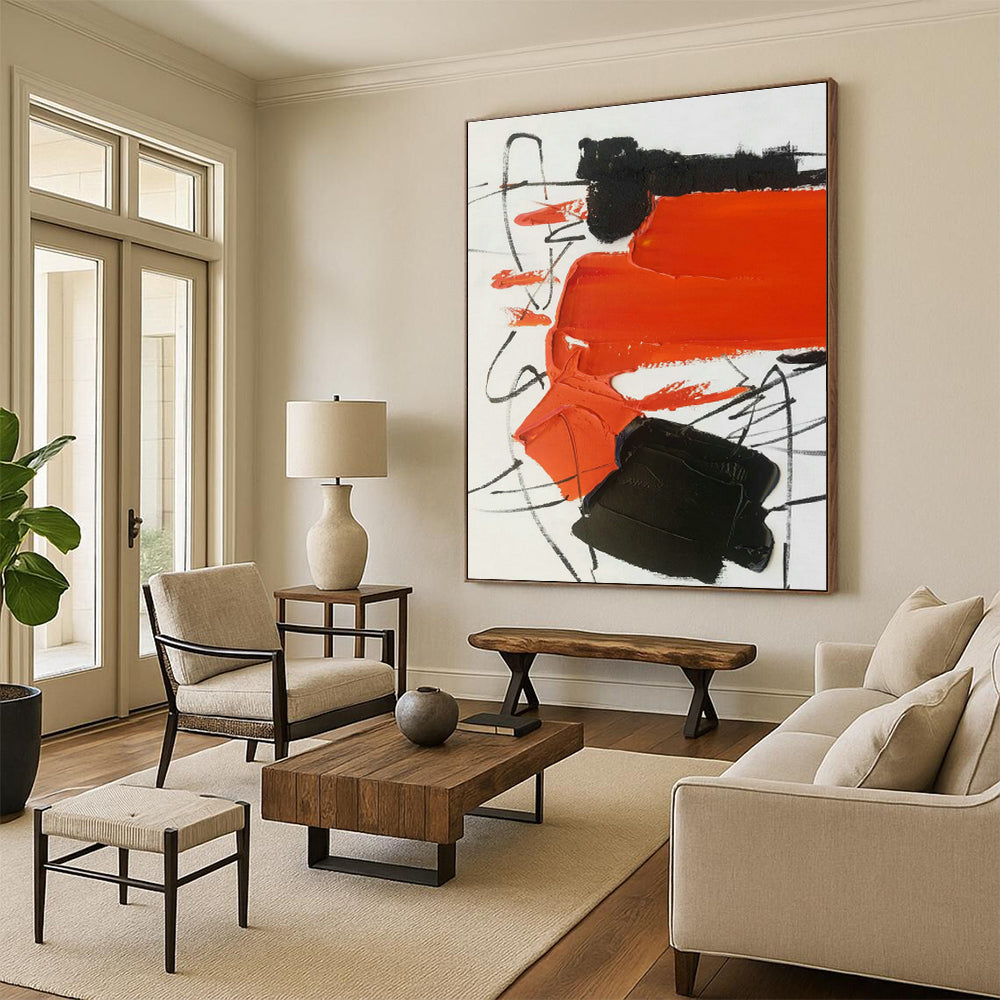 Custom - Designed Hand - Painted Abstract Canvases for Bedroom Window Seats & Office Standing Desks DLZ0824