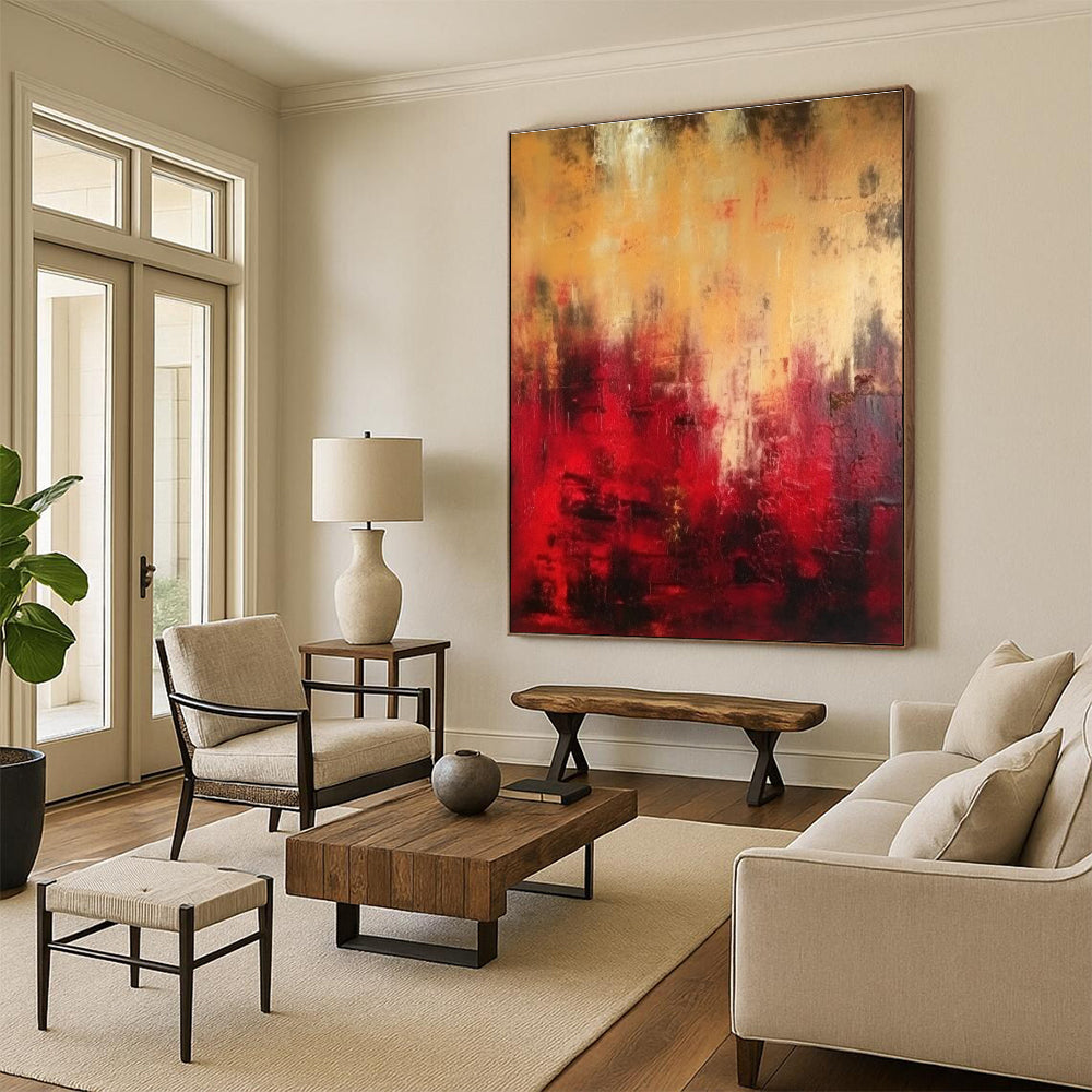 Red and Gold Abstract Painting with Intense Textures ADGE073