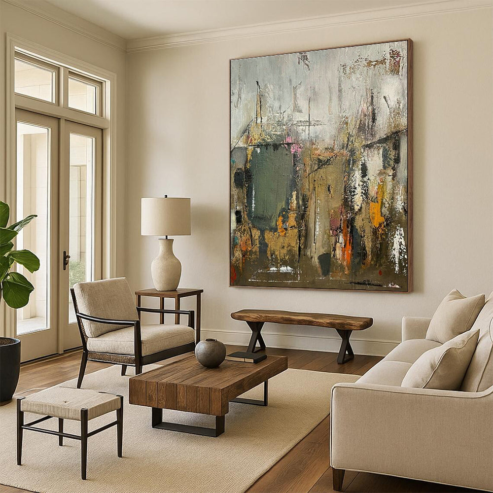 Large Custom Handmade Abstract Wall Art for Hallway and Cottage Living Room DLZ1602
