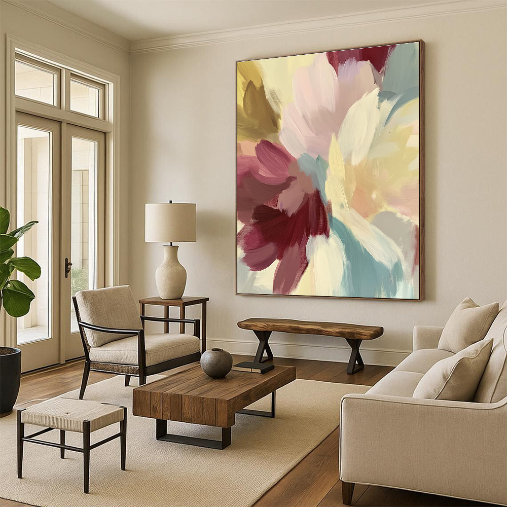 Pastel - colored Flower Abstract Painting with Soft Brushstrokes GER413