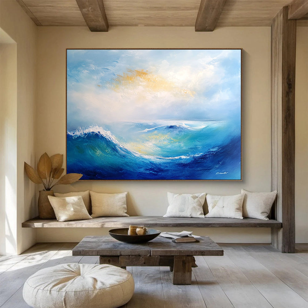 Blue Wave Abstract Painting with Light and Color DYP279