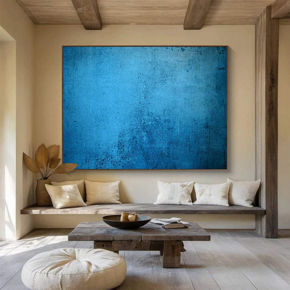 Large abstract painting featuring a dark blue grunge background with ultra-realistic texture perfect for modern decor.SC576