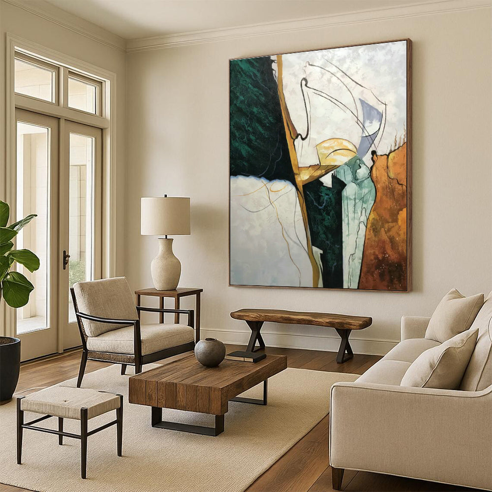 Large - Format Hand - Painted Abstract Art for Office and Hallway DLZ0524