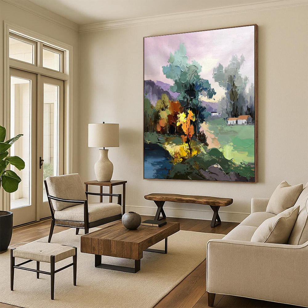 Large Handmade Abstract Canvas for Cottage Living Room & Bedroom DLZ1296