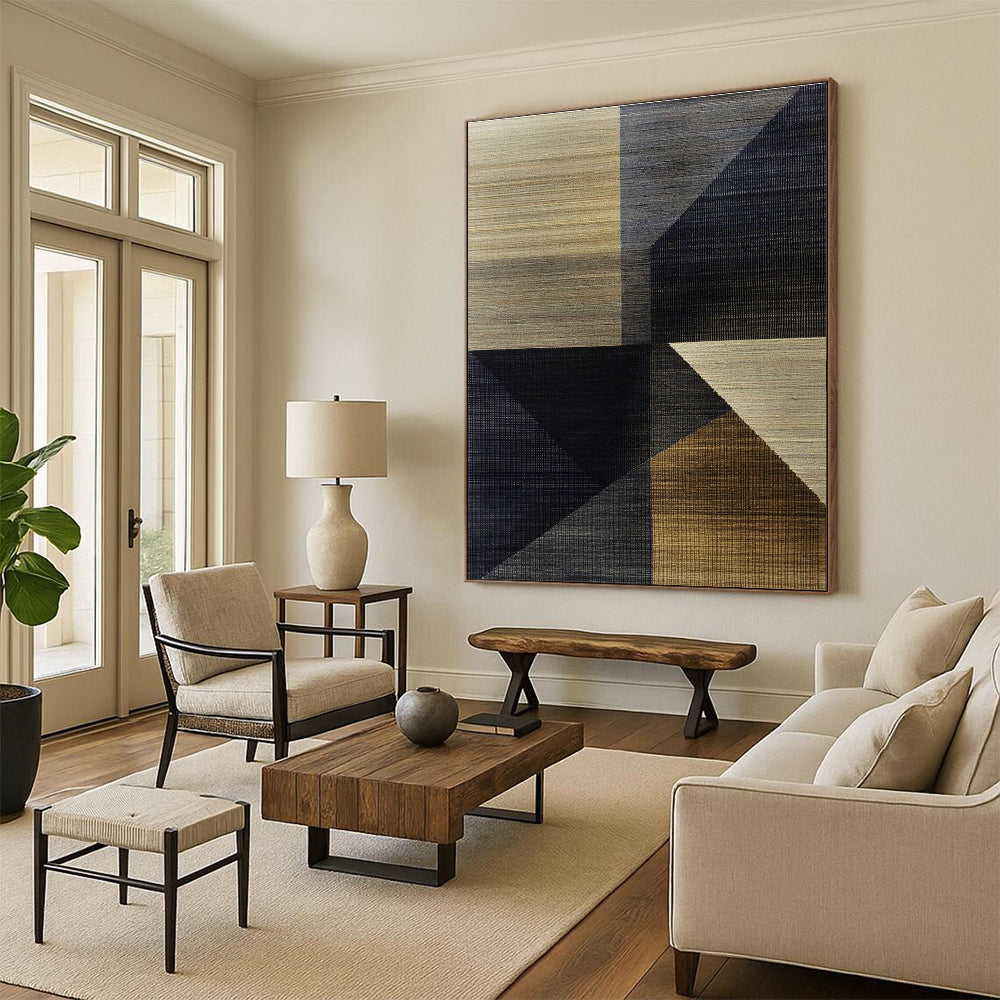 Neutral Tones Geometric Patchwork Abstract Art GER216