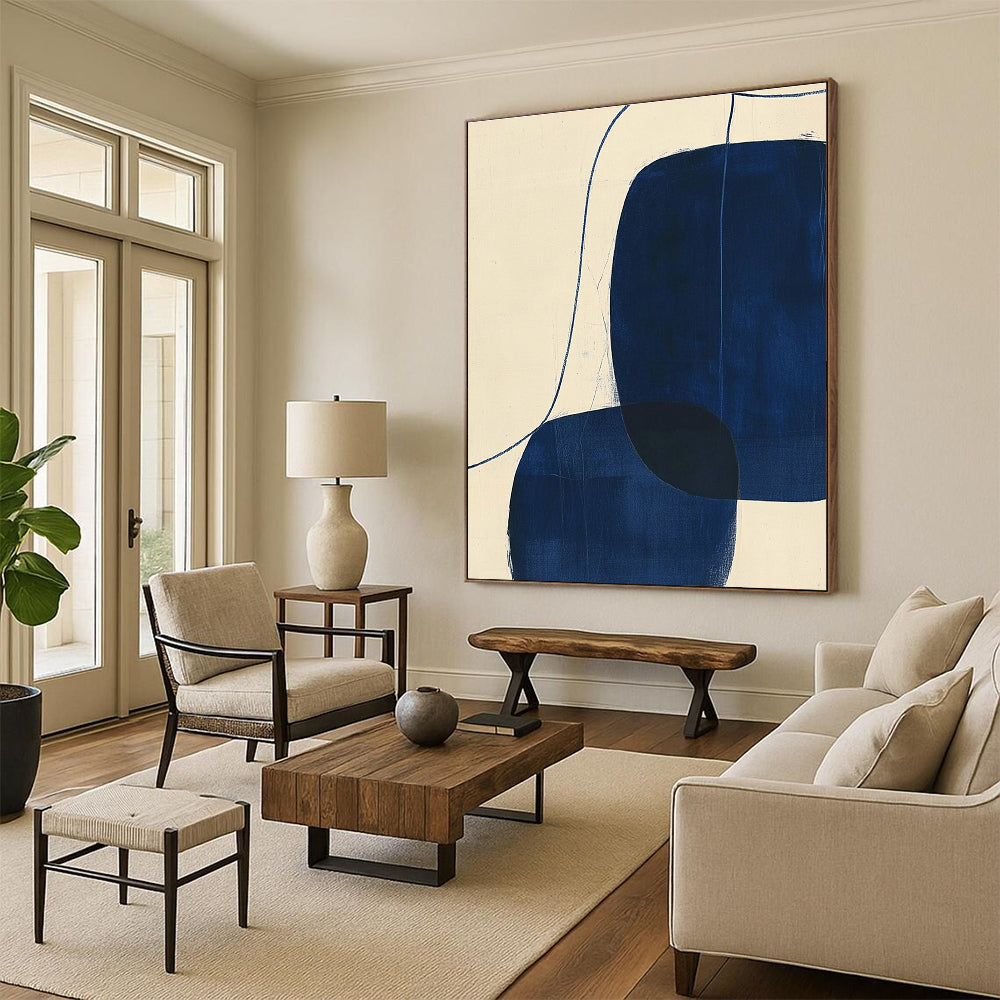Blue Oval Forms Abstract Painting GER856