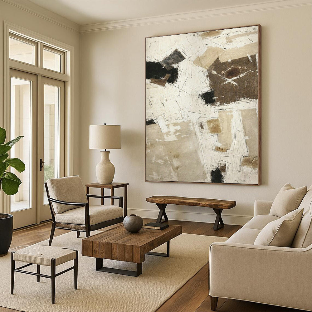 Oversized Custom Hand-Painted Abstract Canvas for Office Reception Desk Wall and Cottage Hallway Umbrella Stand Niche DLZ1871