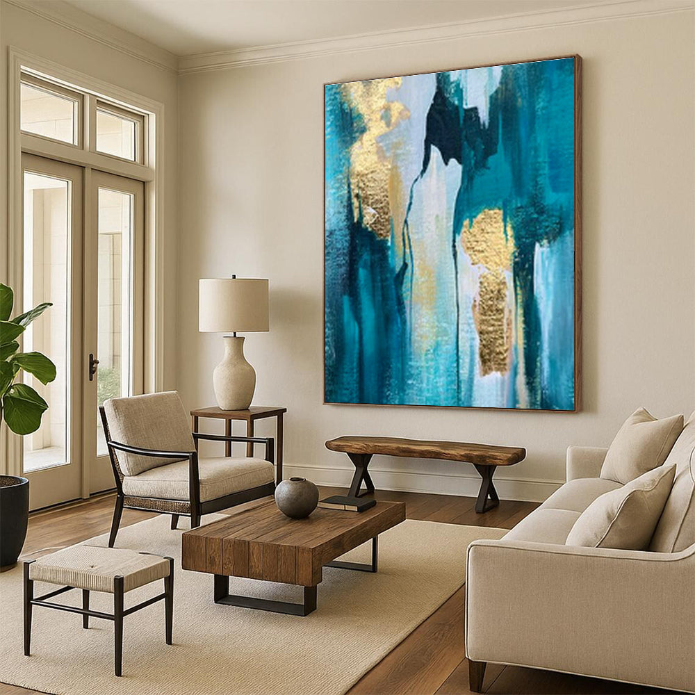 Large Customizable Hand-Painted Abstract Canvas for Living Room Window Treatment Wall and Bedroom Bedside Table Wall DLZ1904