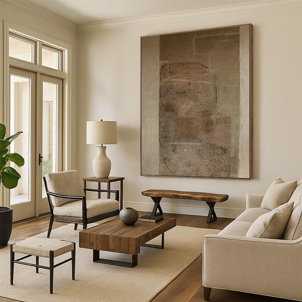 Hand - Painted Custom Abstract Canvases for Cottage Living Room Fireplaces & Dining Room Buffet Cabinets DLZ0832