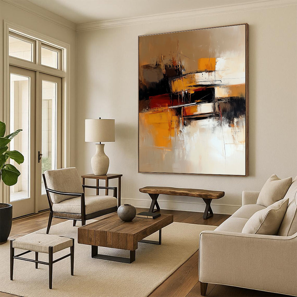 Warm - Toned Abstract Painting with Industrial Vibes GER578