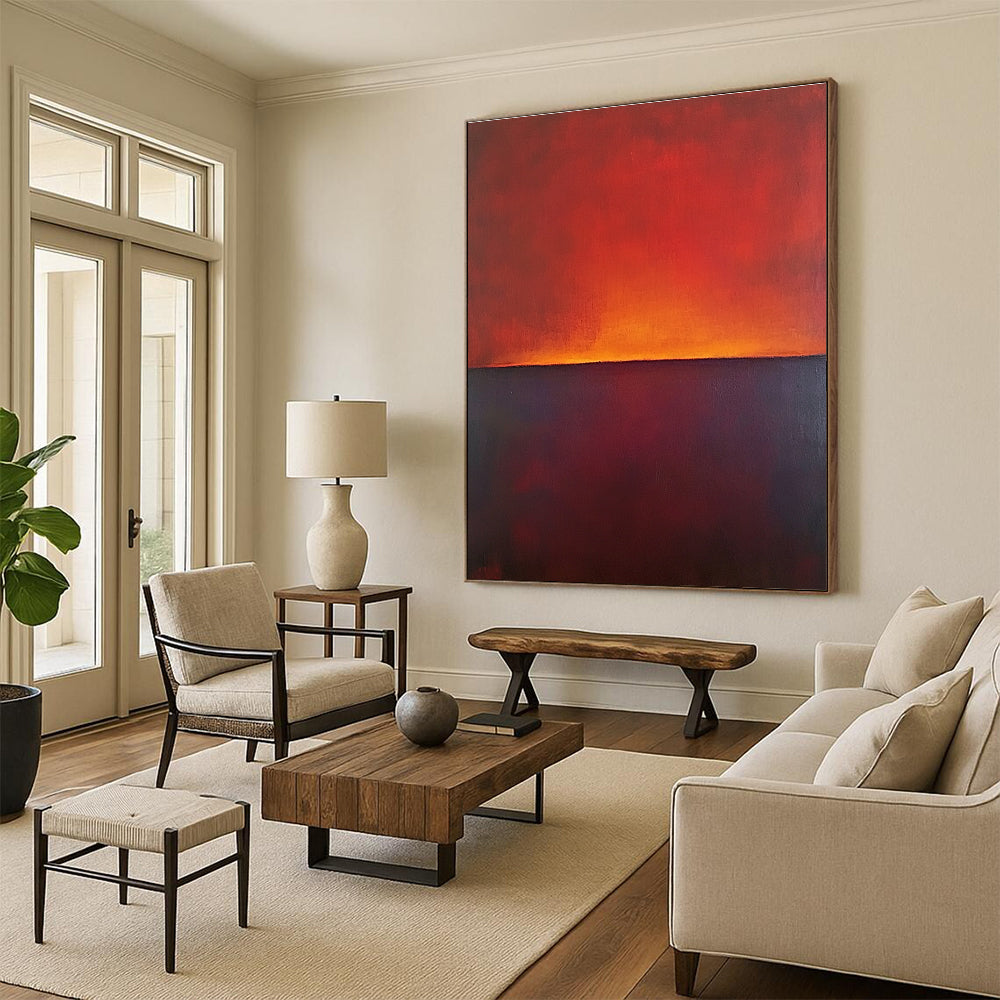 Red Orange Horizon Abstract Painting GER863