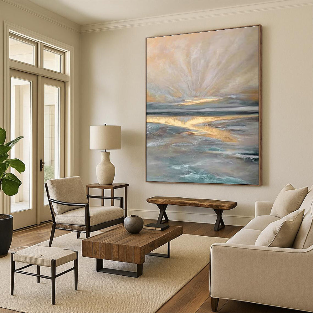 Light - filled Coastal Abstract Painting ADGE264