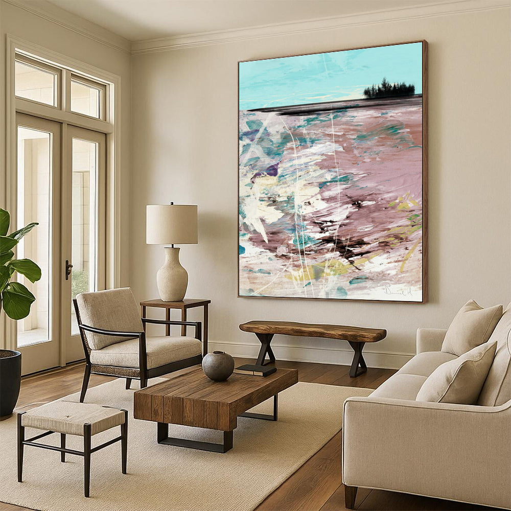 Coastal Abstract in Pink with Soft Hues Painting ADGE198