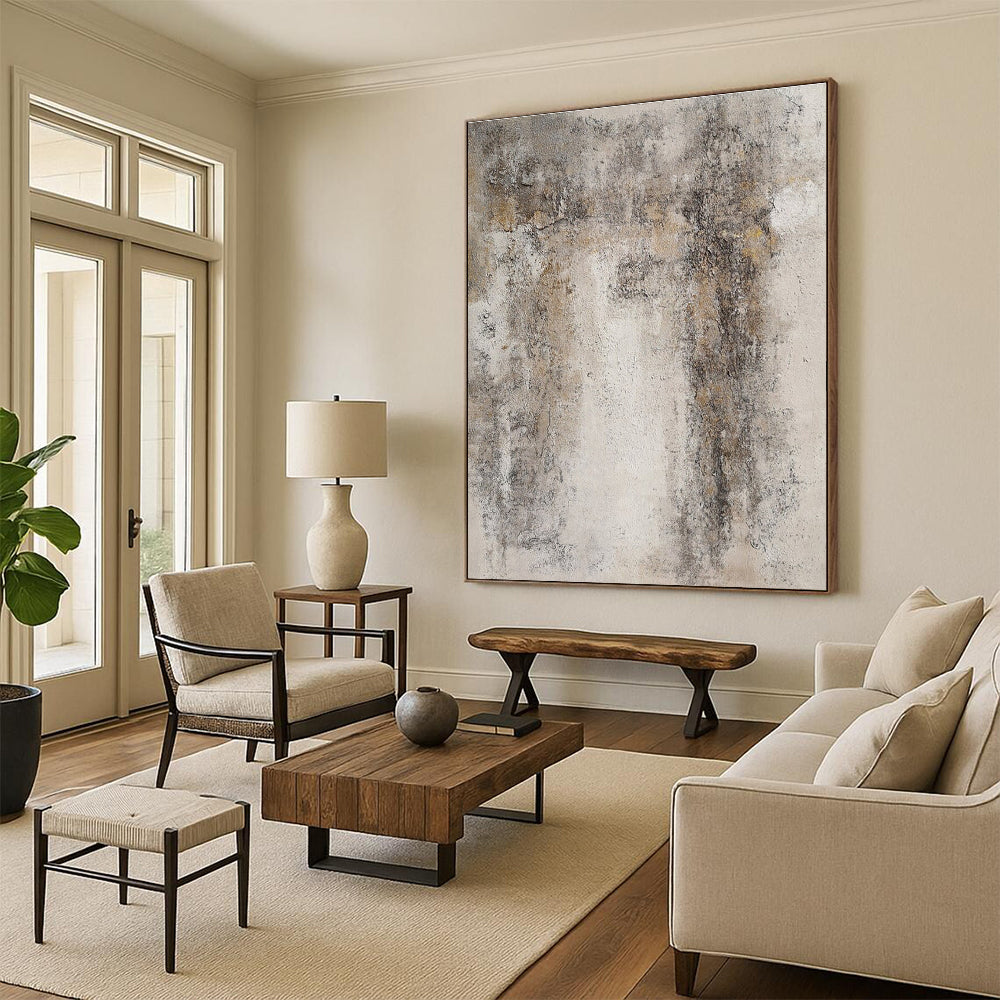 Gray and Brown Textured Abstract Painting ADGE346
