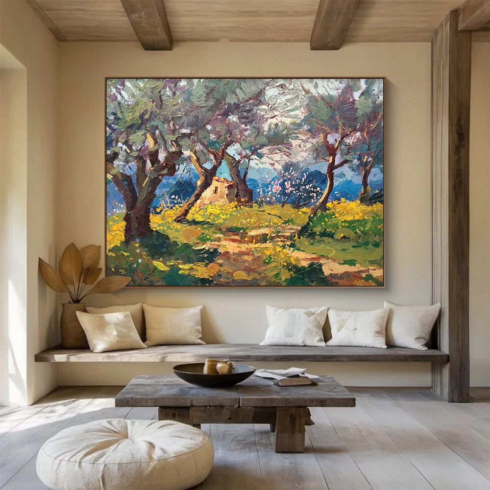 Green Yellow Olive Grove Abstract Painting THY474