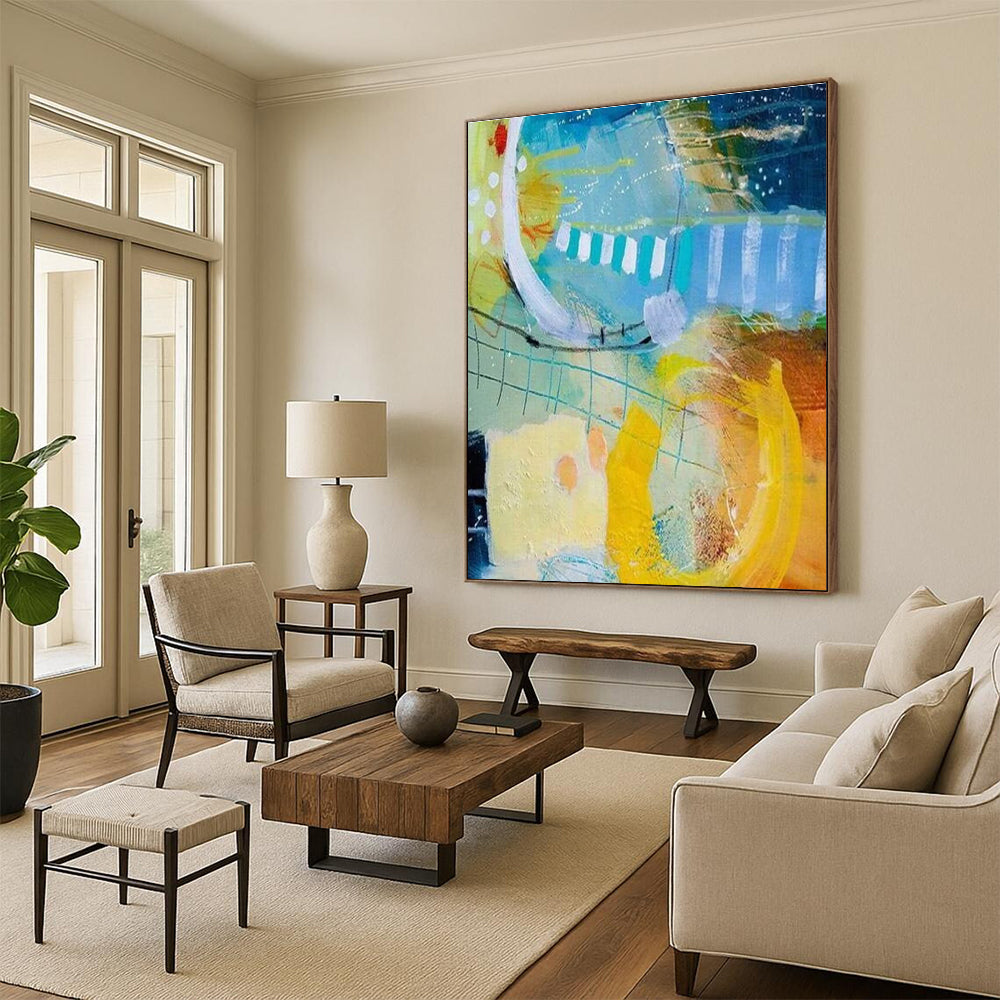 Playful Colorful Abstract Painting with Whimsical Forms ADGE409