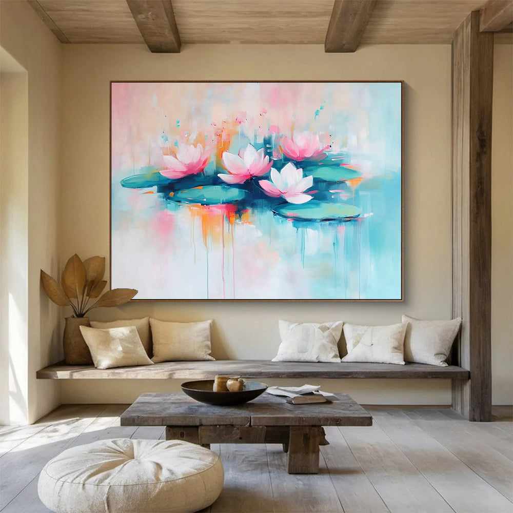 Pastel Lotus Abstract Painting with Soft and Dreamy Hues DYP356