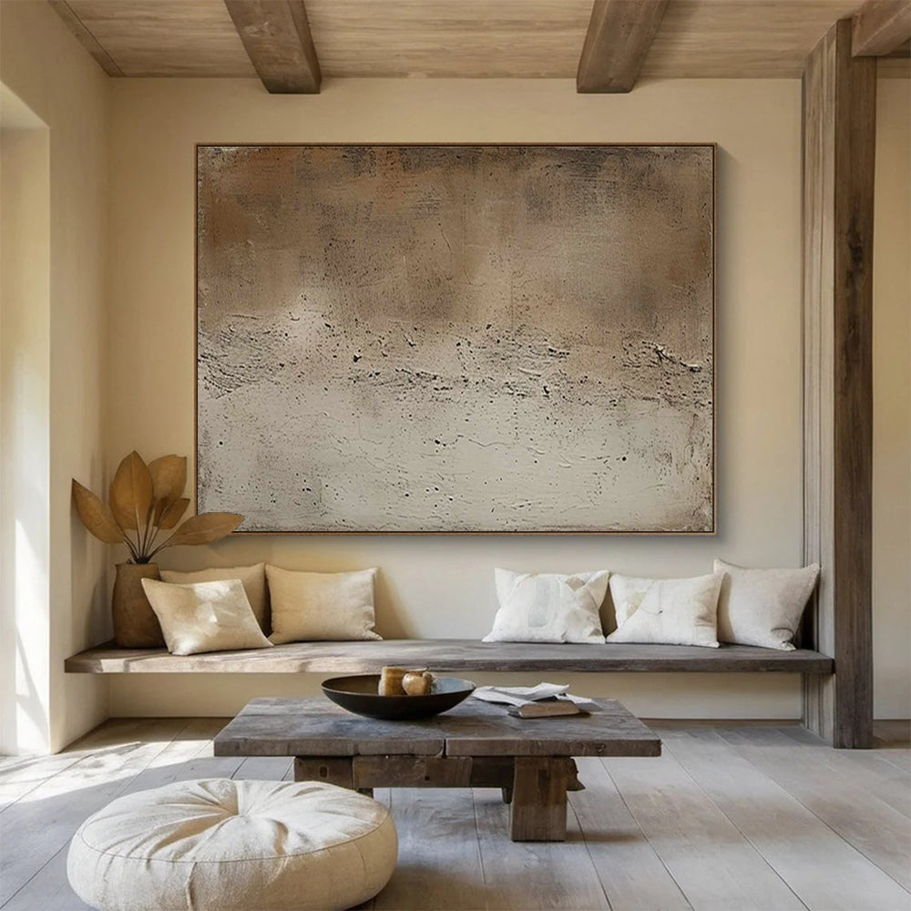 Neutral Textured Abstract Painting with Subtle Tones THY257