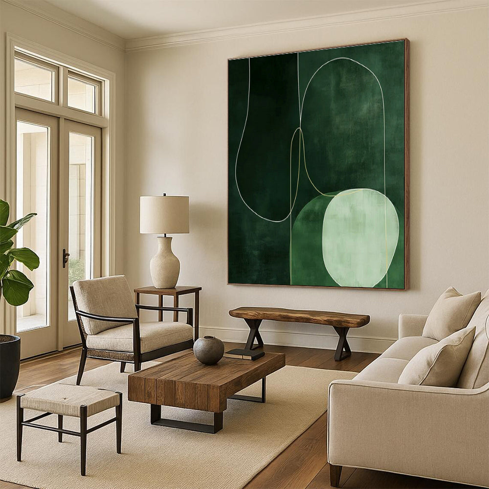 Large Customizable Hand-Painted Abstract Canvas for Dining Room Buffet Area and Office Conference Wall DLZ1834