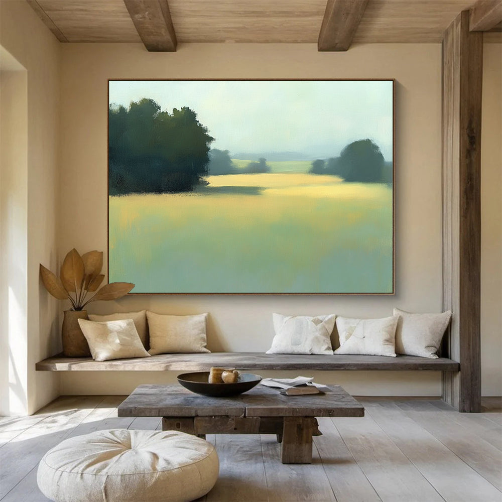 Soft Toned Misty Field Landscape Abstract Painting DYP091