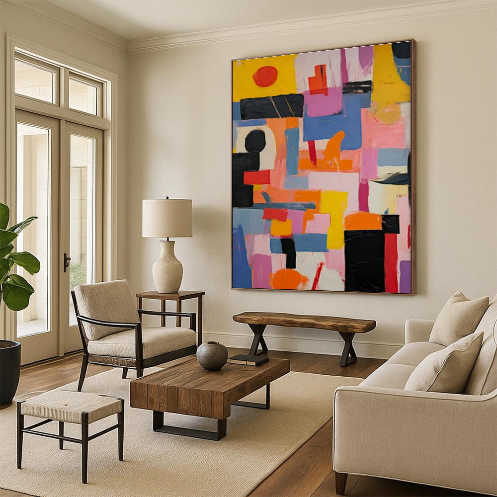 Large Hand-Painted Abstract Art for Bedroom Wardrobe Interior Door & Hallway Linen Closet Shelf Wall DLZ1767