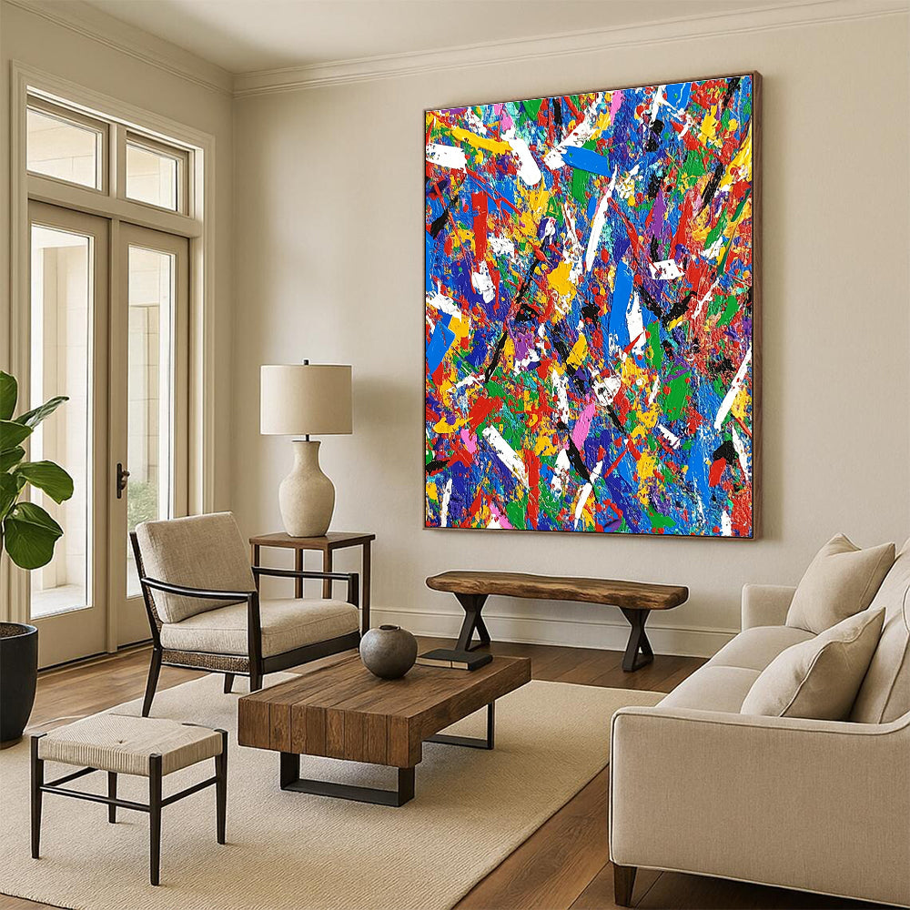 Colorful Splash Abstract Painting with Playful Patterns GER717