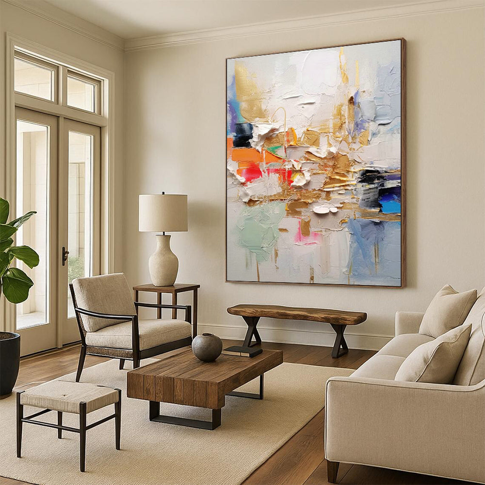 Grand-Sized Custom Hand-Painted Abstract Mural for Living Room & Hallway DLZ1063