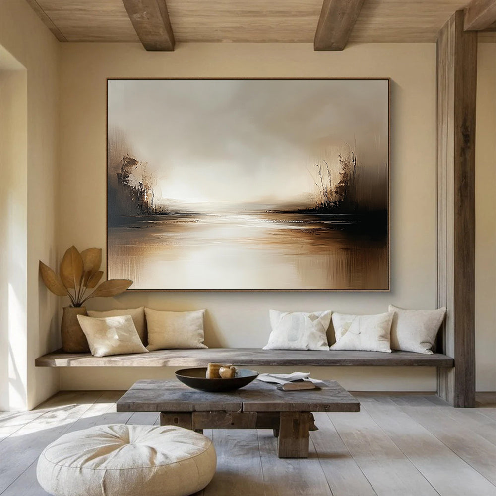 Warm Toned Landscape Abstract Painting with Browns and Creams DYP231