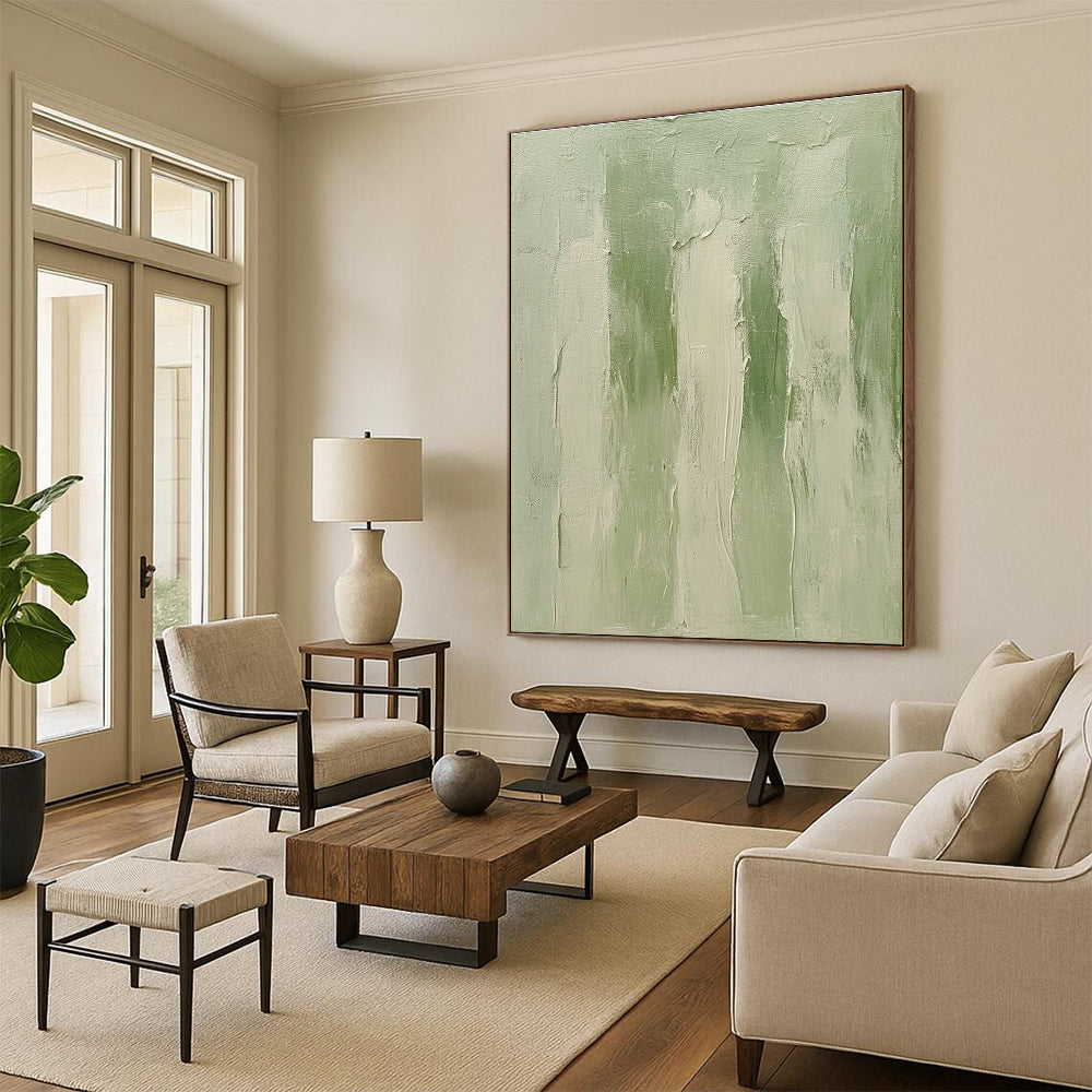 Soft Green Abstract Painting with Gentle Textures GER605