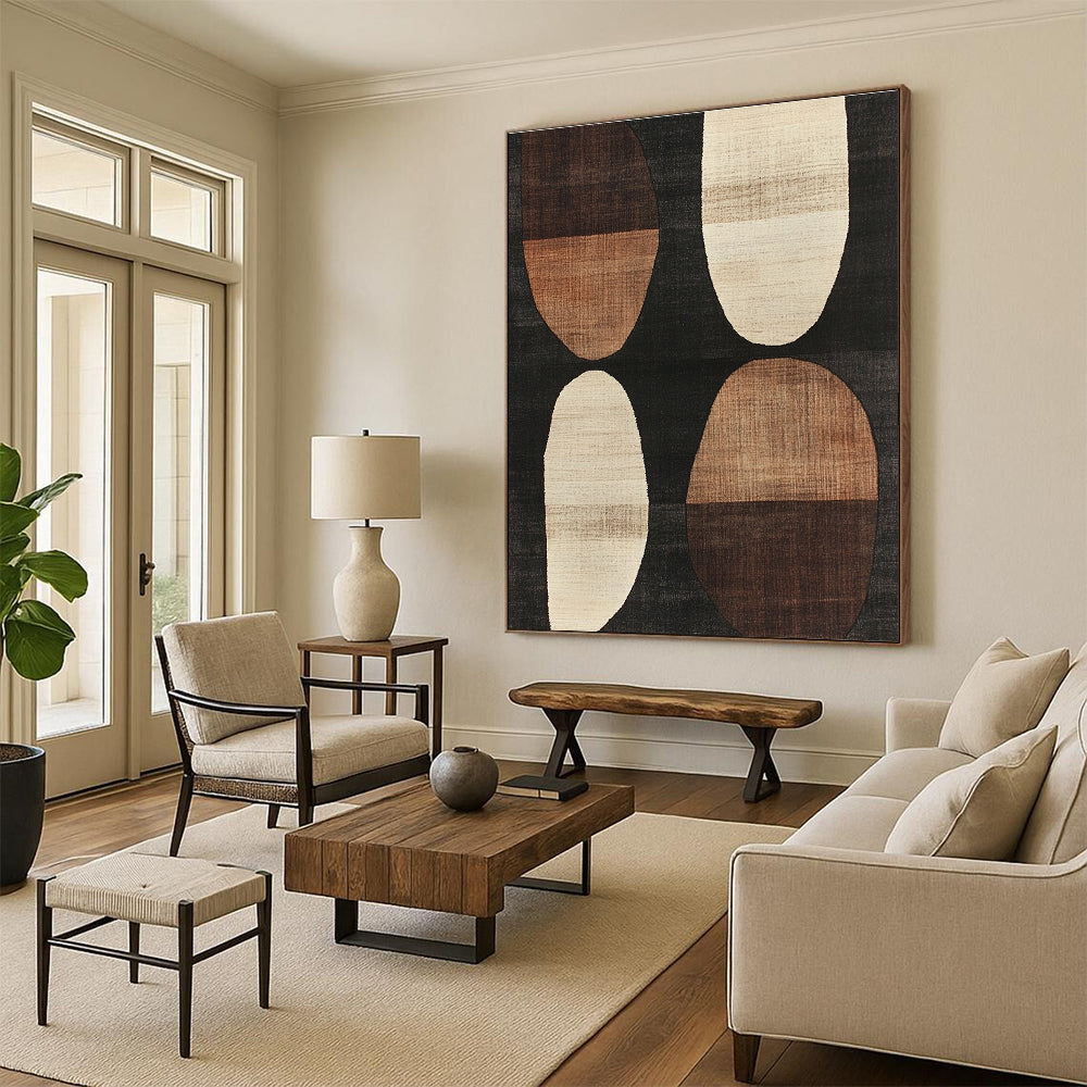 Brown Beige Oval Shapes Abstract Painting GER840