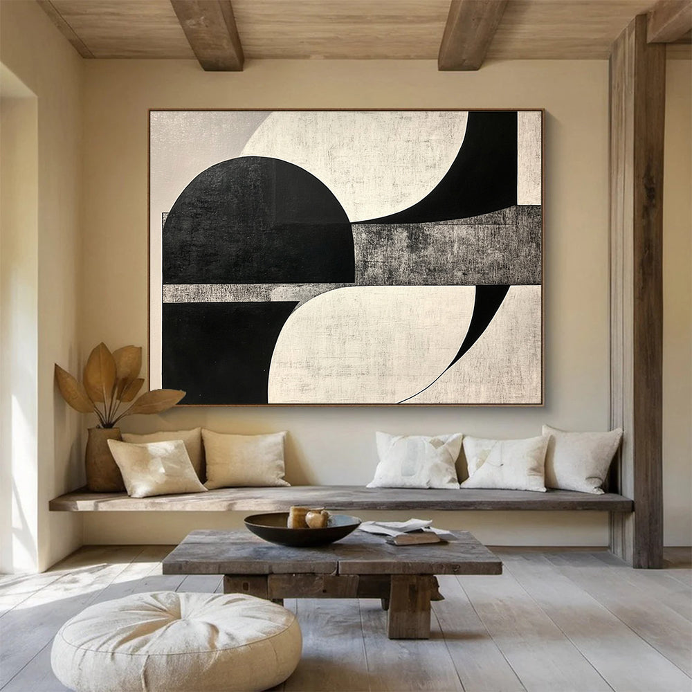 Monochromatic Geometric Forms Abstract Painting DYP099