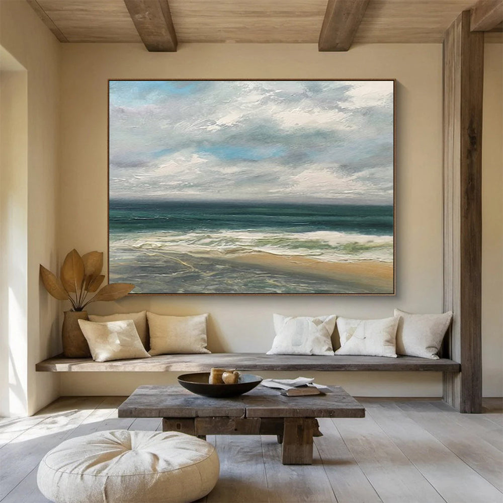 Blue Green Sky Sea Scene Abstract Painting THY020