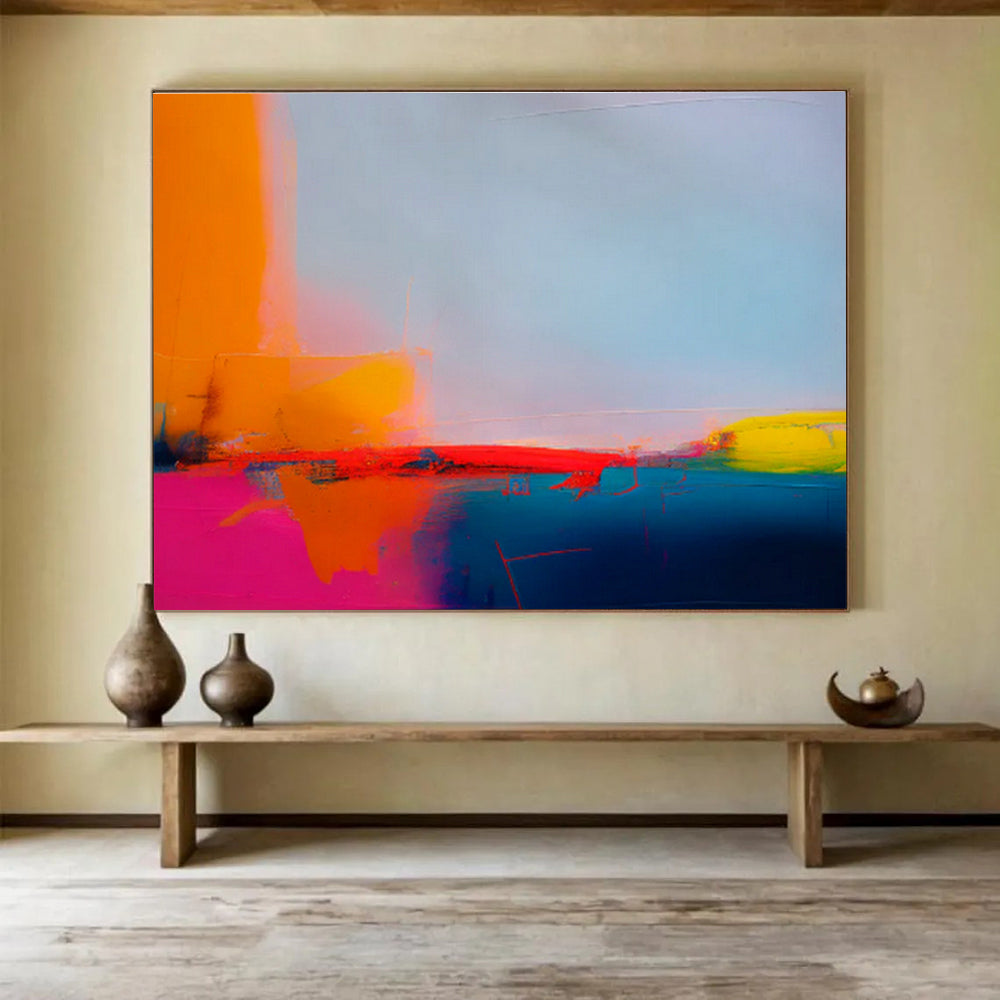 Customized Large Abstract Hand Painting for Volcanic Activity Monitoring Station Command Center DLZ2867