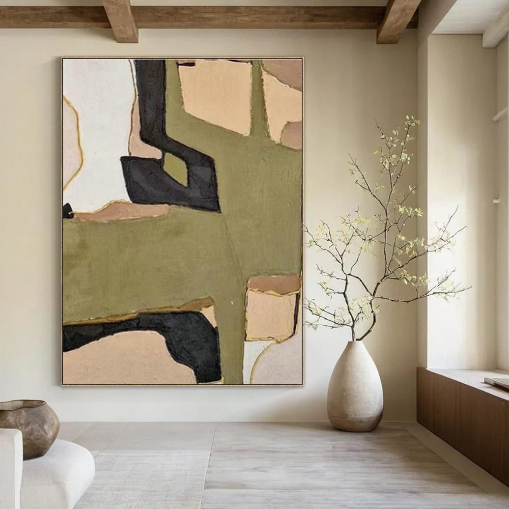 Grand Custom Hand-Painted Abstract Artwork - Rustic Romance for Vineyard Tasting Rooms  DLZ0232