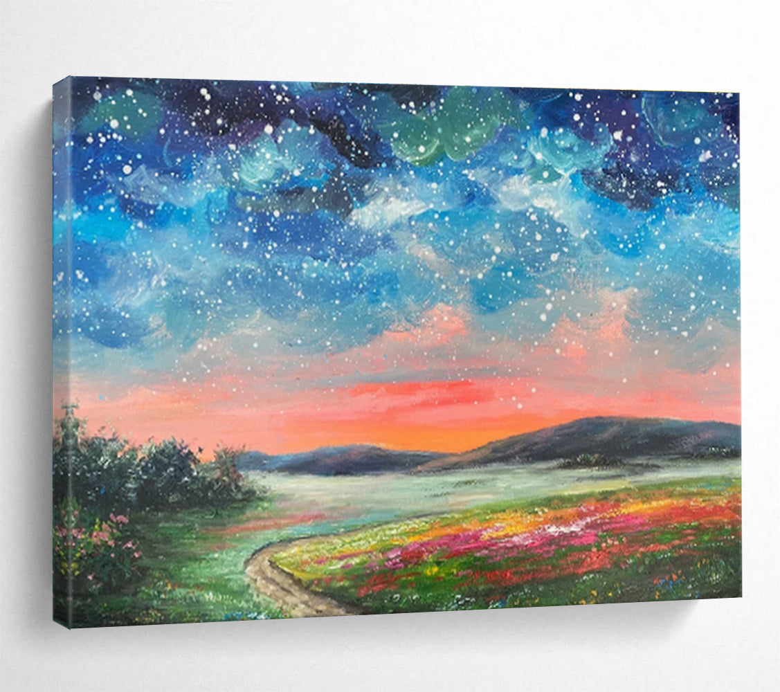Customizable Solar Panel Farm Abstract Hand Painting