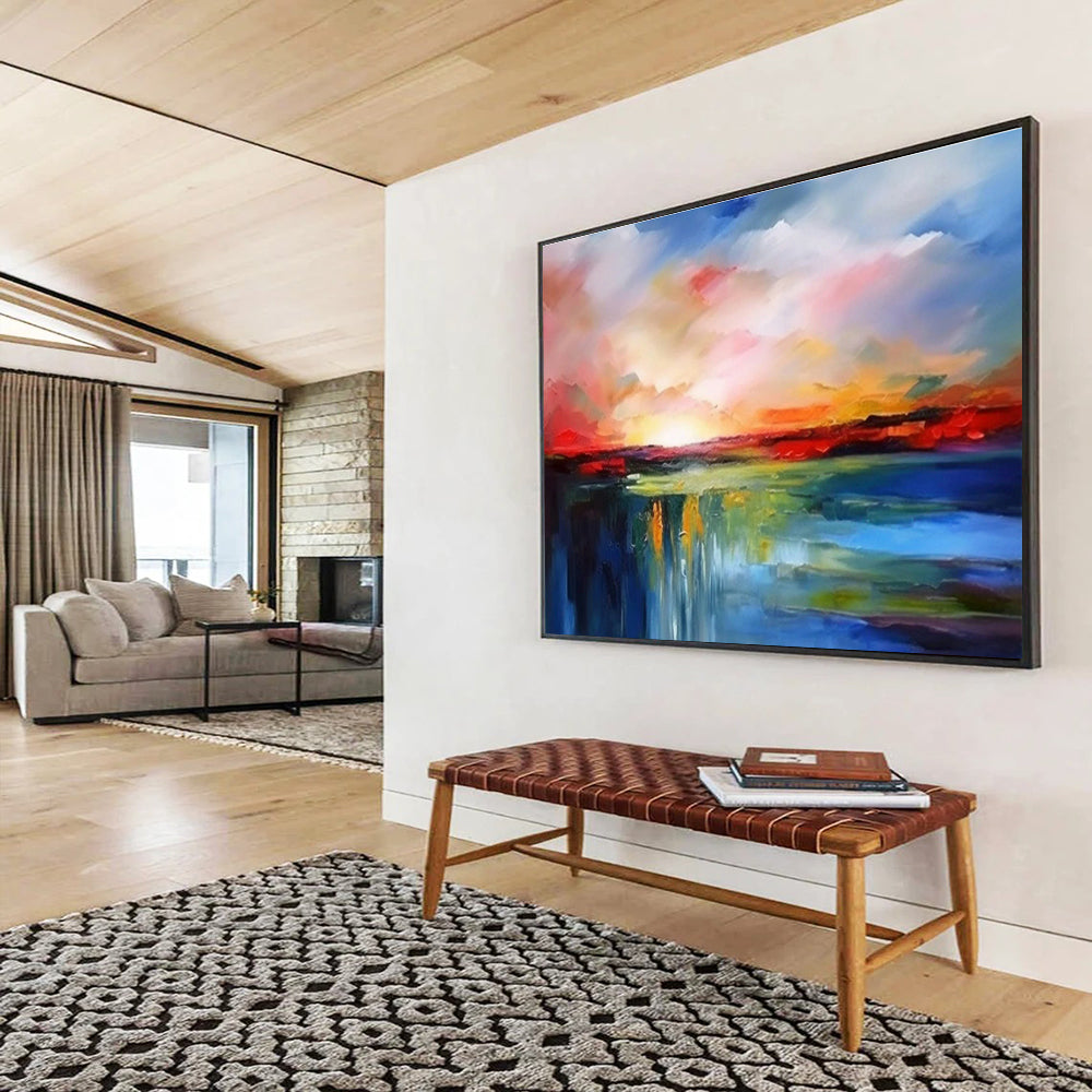 Bespoke Underwater Concert Hall Oversized Abstract Hand-Painted Art DLZ2541