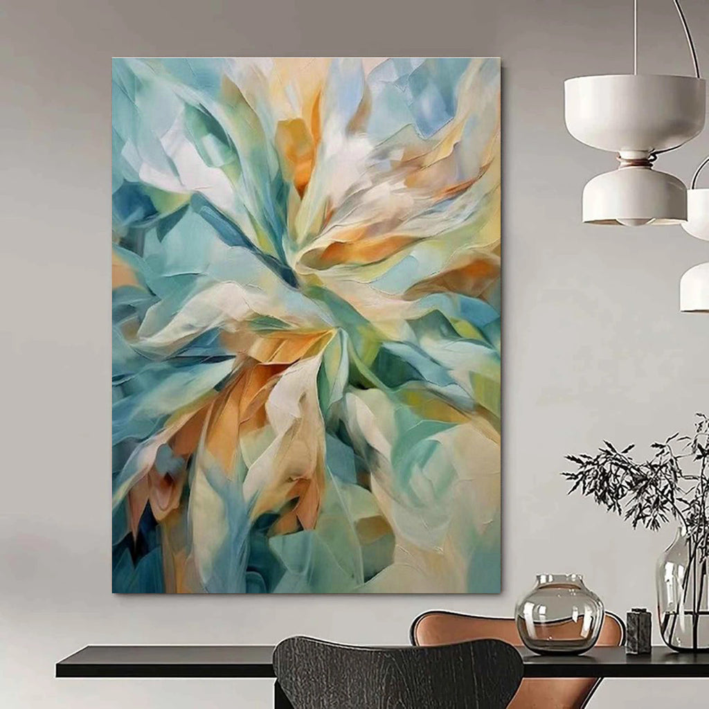 Enormous Custom Hand-Painted Abstract Painting - Artisanal Warmth for Woodworking Workshops  DLZ0279